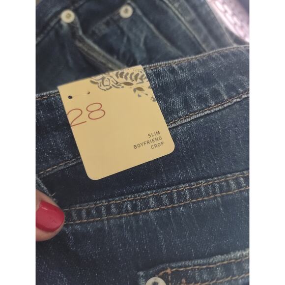 Anthropologie Slim Boyfriend Crop Distressed Jeans - New - 28 Waist - Picture 5 of 7